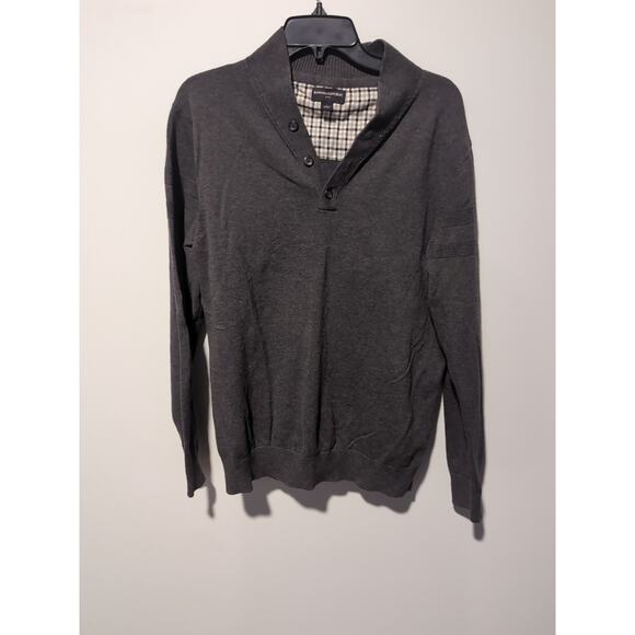 Banana Republic, Men's 1/4 Button Sweater, Gray Large, Luxury Blend High‎ Neck - Picture 1 of 6